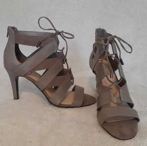 Nine West Grey Lace up Sandal Heels - Size 9.5